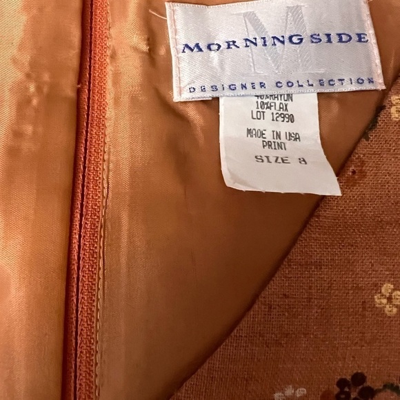Morningside Designer Collection Back Zip Shift Dress Light Pumpkin V Neck Size 8 - Picture 5 of 5